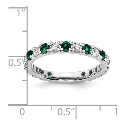14K White Gold 3/4 ct tw Lab-Created Emerald & Lab-Grown Diamond Eternity Ring – view 7