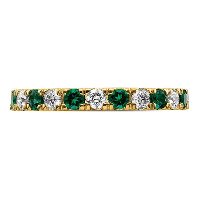 14K Yellow Gold 3/4 ct tw Lab-Created Emerald & Lab-Grown Diamond Eternity Ring – view 4
