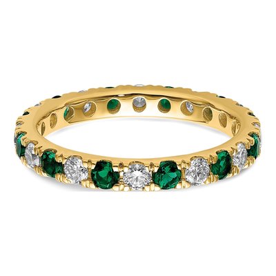 14K Yellow Gold 3/4 ct tw Lab-Created Emerald & Lab-Grown Diamond Eternity Ring – view 5