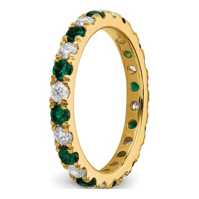 14K Yellow Gold 3/4 ct tw Lab-Created Emerald & Lab-Grown Diamond Eternity Ring – view 6
