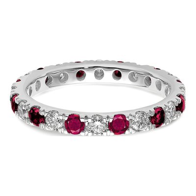14K White Gold 3/4 ct tw Lab-Created Ruby & Lab-Grown Diamond Eternity Ring – view 5