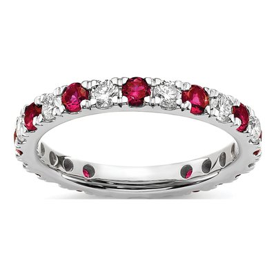 14K White Gold 3/4 ct tw Lab-Created Ruby & Lab-Grown Diamond Eternity Ring