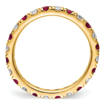14K Yellow Gold 3/4 ct tw Lab-Created Ruby & Lab-Grown Diamond Eternity Ring – view 3