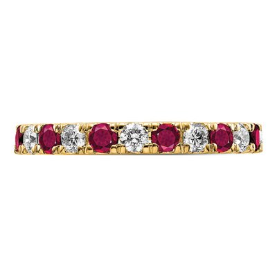 14K Yellow Gold 3/4 ct tw Lab-Created Ruby & Lab-Grown Diamond Eternity Ring – view 4