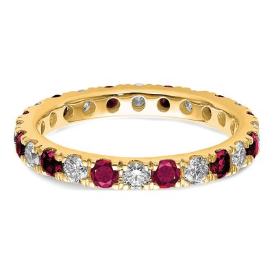 14K Yellow Gold 3/4 ct tw Lab-Created Ruby & Lab-Grown Diamond Eternity Ring – view 5