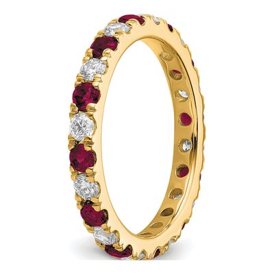 14K Yellow Gold 3/4 ct tw Lab-Created Ruby & Lab-Grown Diamond Eternity Ring – view 6