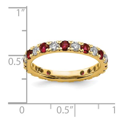14K Yellow Gold 3/4 ct tw Lab-Created Ruby & Lab-Grown Diamond Eternity Ring – view 7