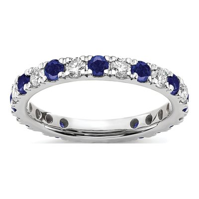 14K White Gold 3/4 ct tw Lab-Created Sapphire & Lab-Grown Diamond Eternity Ring