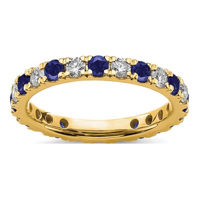 14K Yellow Gold 3/4 ct tw Lab-Created Sapphire & Lab-Grown Diamond Ring