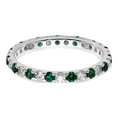 14K White Gold 3/8 ct tw Lab-Created Emerald & Lab-Grown Diamond Eternity Ring – view 4