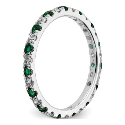 14K White Gold 3/8 ct tw Lab-Created Emerald & Lab-Grown Diamond Eternity Ring – view 5