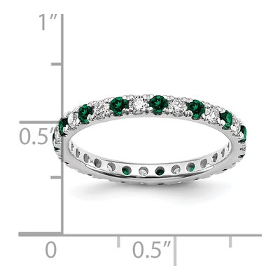 14K White Gold 3/8 ct tw Lab-Created Emerald & Lab-Grown Diamond Eternity Ring – view 6