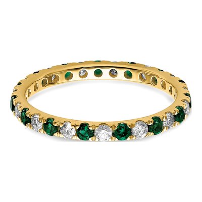 14K Yellow Gold 3/8 ct tw Lab-Created Emerald & Lab-Grown Diamond Eternity Ring – view 4
