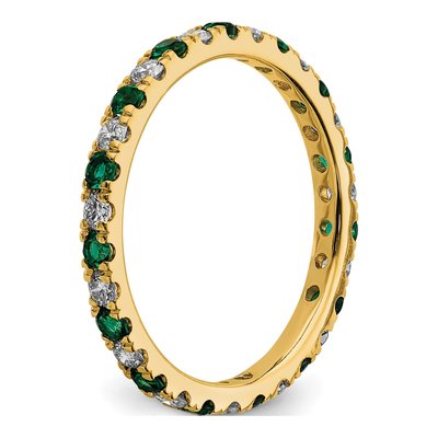 14K Yellow Gold 3/8 ct tw Lab-Created Emerald & Lab-Grown Diamond Eternity Ring – view 5