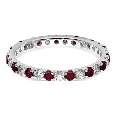 14K White Gold 3/8 ct tw Lab-Created Ruby & Lab-Grown Diamond Eternity Ring – view 5