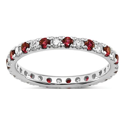 14K White Gold 3/8 ct tw Lab-Created Ruby & Lab-Grown Diamond Eternity Ring