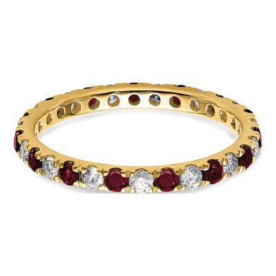 14K Yellow Gold 3/8 ct tw Lab-Created Ruby & Lab-Grown Diamond Eternity Ring – view 5