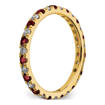 14K Yellow Gold 3/8 ct tw Lab-Created Ruby & Lab-Grown Diamond Eternity Ring – view 6