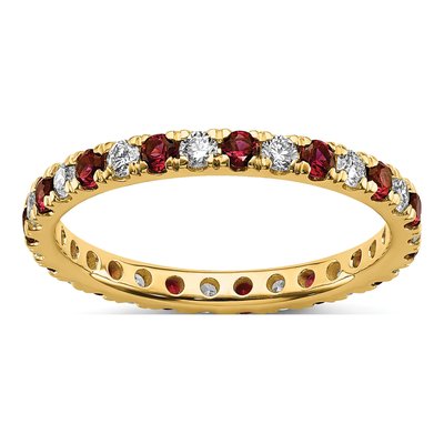 14K Yellow Gold 3/8 ct tw Lab-Created Ruby & Lab-Grown Diamond Eternity Ring