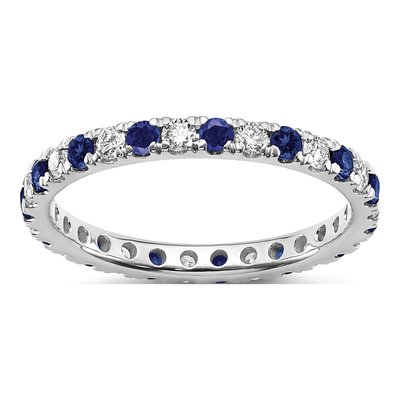 14K White Gold 3/8 ct tw Lab-Created Sapphire & Lab-Grown Diamond Eternity Ring