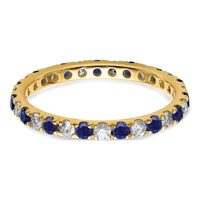 14K Yellow Gold 3/8 ct tw Lab-Created Sapphire & Lab-Grown Diamond Eternity Ring – view 4