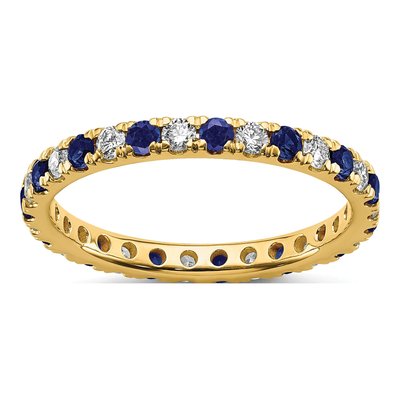 14K Yellow Gold 3/8 ct tw Lab-Created Sapphire & Lab-Grown Diamond Eternity Ring