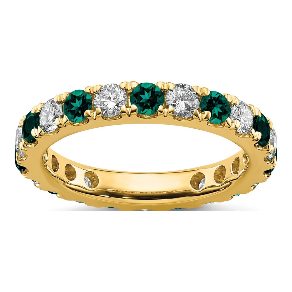 14K 1 Carat Lab Grown Diamond Vs/si+ G+ And Lab Created Alexandrite Size 6 Eternity Band