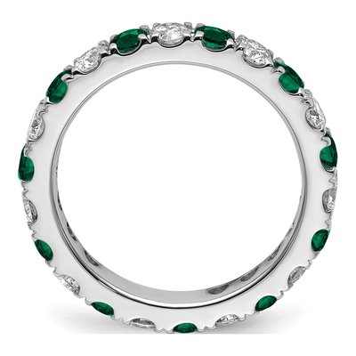 14K White Gold 1 ct tw Lab-Created Emerald & Lab-Grown Diamond Eternity Ring – view 2