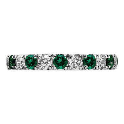 14K White Gold 1 ct tw Lab-Created Emerald & Lab-Grown Diamond Eternity Ring – view 3