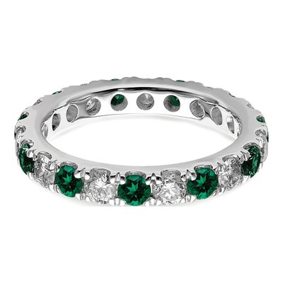 14K White Gold 1 ct tw Lab-Created Emerald & Lab-Grown Diamond Eternity Ring – view 4