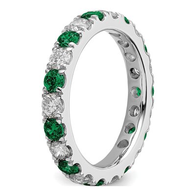 14K White Gold 1 ct tw Lab-Created Emerald & Lab-Grown Diamond Eternity Ring – view 5