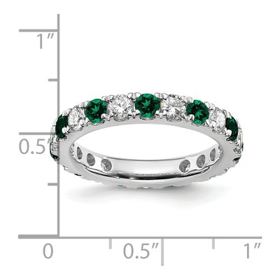 14K White Gold 1 ct tw Lab-Created Emerald & Lab-Grown Diamond Eternity Ring – view 6
