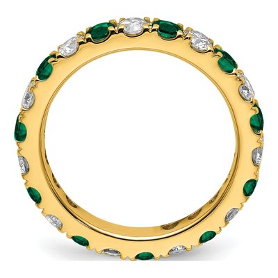 14K Yellow Gold 1 ct tw Lab-Created Emerald & Lab-Grown Diamond Eternity Ring – view 3
