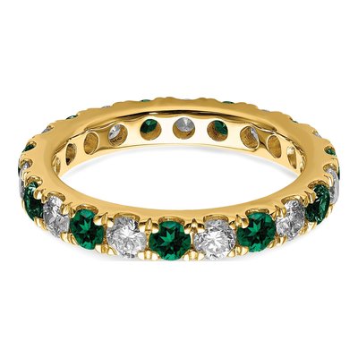 14K Yellow Gold 1 ct tw Lab-Created Emerald & Lab-Grown Diamond Eternity Ring – view 5