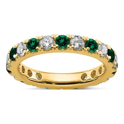 14K Yellow Gold 1 ct tw Lab-Created Emerald & Lab-Grown Diamond Eternity Ring