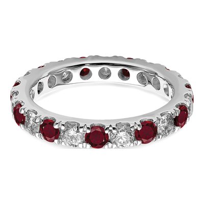 14K White Gold 1 ct tw Lab-Created Ruby & Lab-Grown Diamond Eternity Ring – view 5