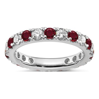14K White Gold 1 ct tw Lab-Created Ruby & Lab-Grown Diamond Eternity Ring