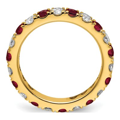 14K Yellow Gold 1 ct tw Lab-Created Ruby & Lab-Grown Diamond Eternity Ring – view 3