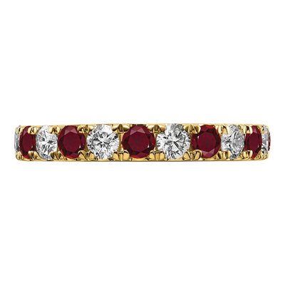 14K Yellow Gold 1 ct tw Lab-Created Ruby & Lab-Grown Diamond Eternity Ring – view 4