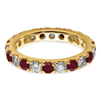 14K Yellow Gold 1 ct tw Lab-Created Ruby & Lab-Grown Diamond Eternity Ring – view 5