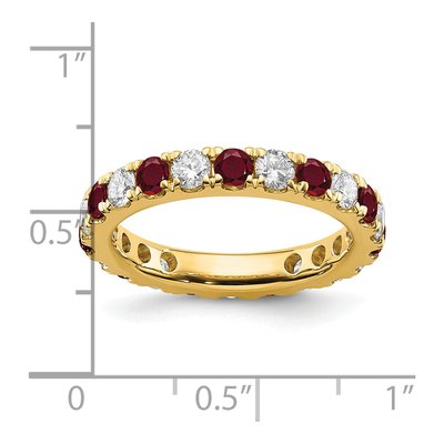 14K Yellow Gold 1 ct tw Lab-Created Ruby & Lab-Grown Diamond Eternity Ring – view 7