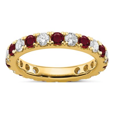 14K Yellow Gold 1 ct tw Lab-Created Ruby & Lab-Grown Diamond Eternity Ring