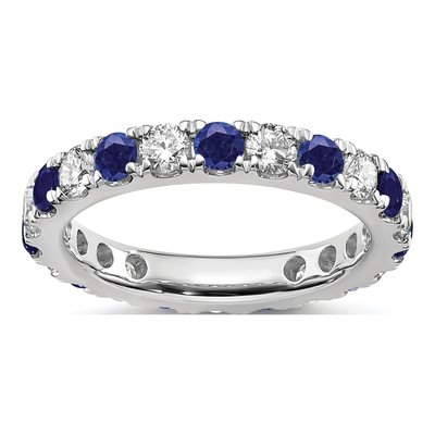 14K White Gold 1 ct tw Lab-Created Sapphire & Lab-Grown Diamond Eternity Ring
