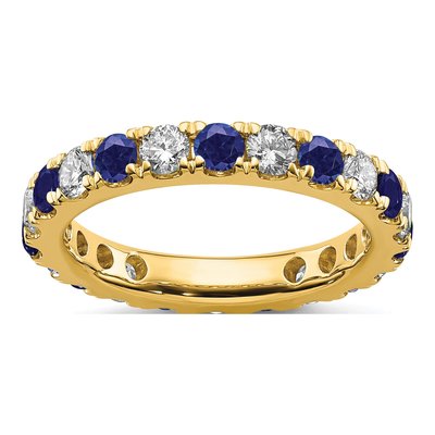 14K Yellow Gold 1 ct tw Lab-Created Sapphire & Lab-Grown Diamond Eternity Ring