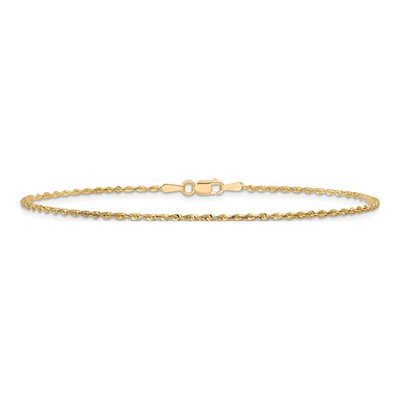 14K Yellow Gold 1.5mm Diamond-Cut Rope Chain Bracelet – view 5