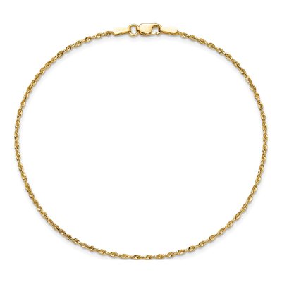 14K Yellow Gold 1.5mm Diamond-Cut Rope Chain Bracelet – view 6