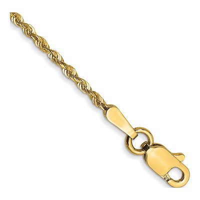 14K Yellow Gold 1.5mm Diamond-Cut Rope Chain Bracelet