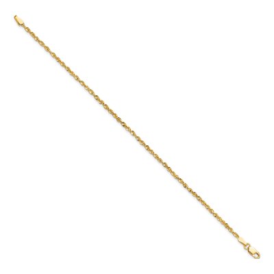 14K Yellow Gold 2mm Diamond-Cut Rope Chain Bracelet – view 3