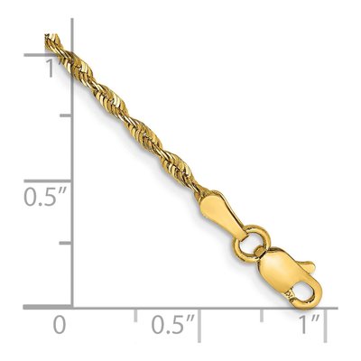 14K Yellow Gold 2mm Diamond-Cut Rope Chain Bracelet – view 4