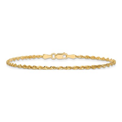 14K Yellow Gold 2mm Diamond-Cut Rope Chain Bracelet – view 5